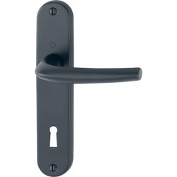 POIGNEE CLEDOR DE PORTE SUR PLAQUE JUMBO ALUMINIUM NOIR MAT GC