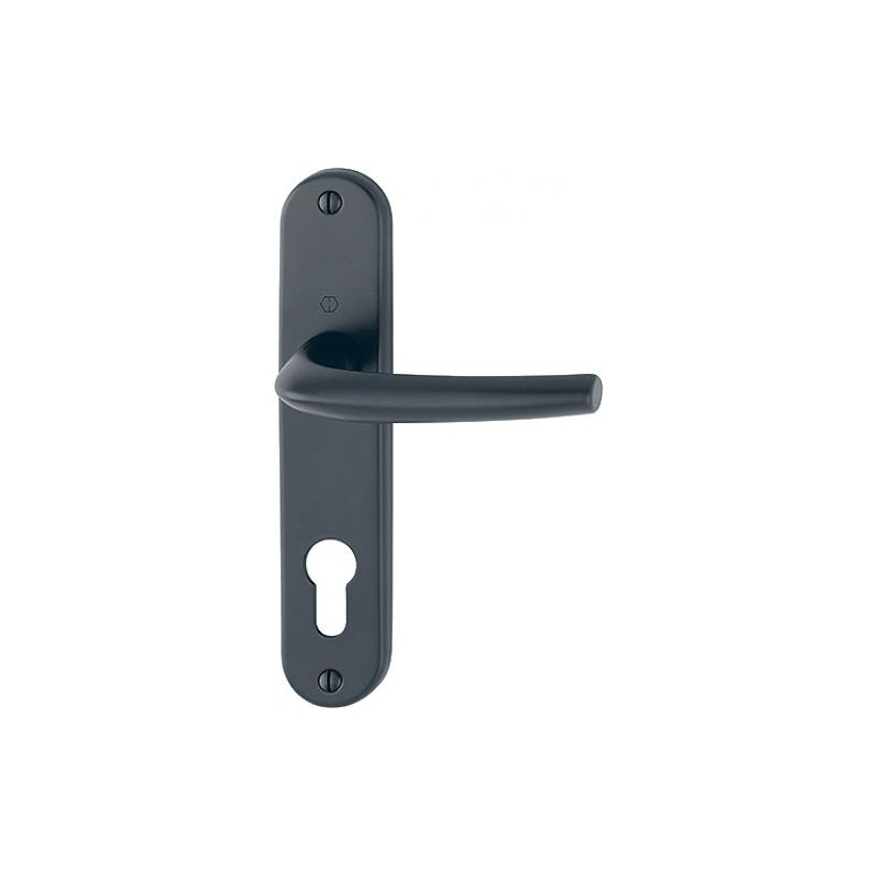 Poignée de porte intérieure aluminium noir mat San Diego HOPPE 11719965 à  cylindre clé I - 165 m/m