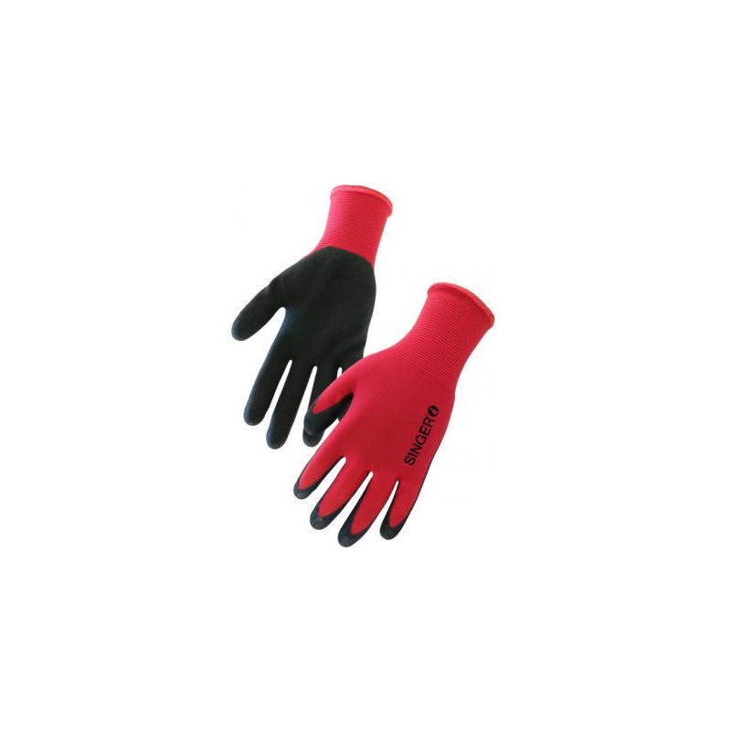 Gants manutention enduction latex noir sur polyester rouge
