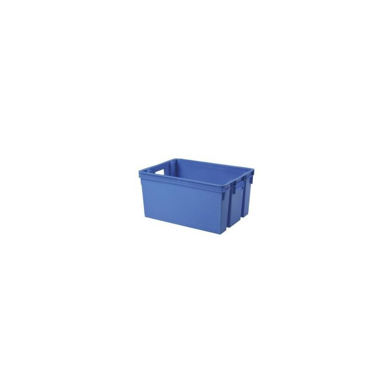 Bac de rangement avec couvercle en plastique - 50 L - bleu minéral