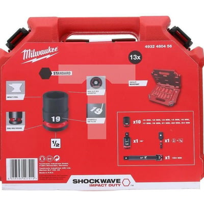 Coffret de douilles a chocs courtes milwaukee 49324804561 guillemarre quincaillerie
